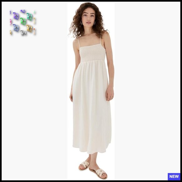 Lightweight Maxi Dress Empire Waist Adjustable Straps Smocked Bodice Casual Chic